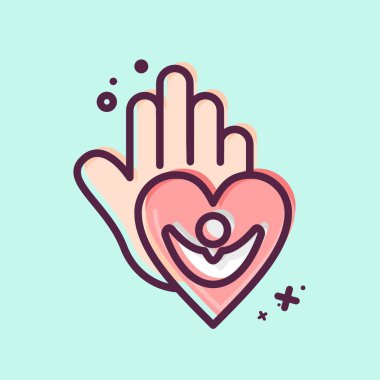 Icon Caring For People. related to Psychological symbol. MBE style. simple illustration. emotions, empathy, assistance