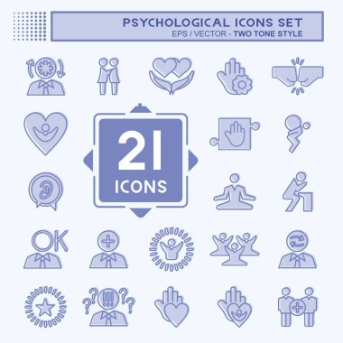 Icon Set Psychological. related to Psychological symbol. two tone style. simple illustration. emotions, empathy, assistance