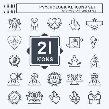 Icon Set Psychological. related to Psychological symbol. line style. simple illustration. emotions, empathy, assistance