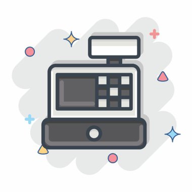 Icon Cash Register. related to Online Store symbol. Comic Style. simple illustration. shop
