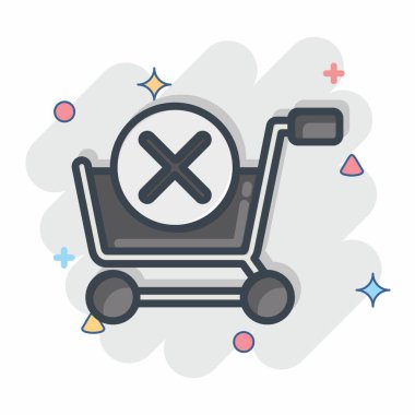 Icon Delete Cart. related to Online Store symbol. Comic Style. simple illustration. shop