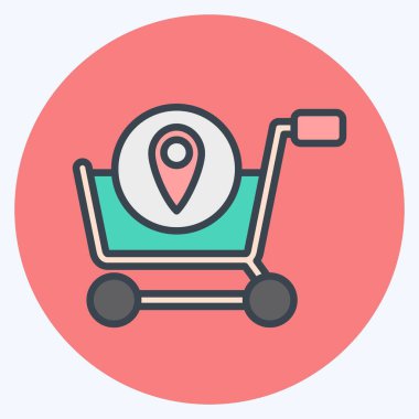 Icon Shop Location. related to Online Store symbol. color mate style. simple illustration. shop