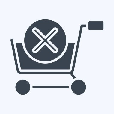 Icon Delete Cart. related to Online Store symbol. glyph style. simple illustration. shop