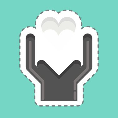 Sticker line cut Kind. related to Volunteering symbol. Help and support. friendship