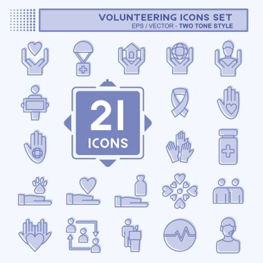 Icon Set Icon Volunteering. related to Volunteering symbol. two tone style. Help and support. friendship