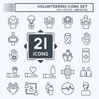 Icon Set Icon Volunteering. related to Volunteering symbol. line style. Help and support. friendship