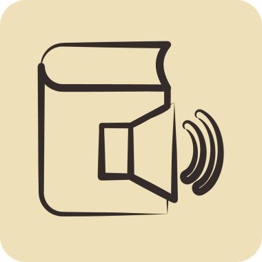 Simge Ses Defteri. Eğitim sembolüyle ilgili. Kabartma tarzı. Basit dizayn edilebilir. Basit resimleme