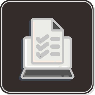 Simge Onlie Testi. Eğitim sembolüyle ilgili. Parlak stil. Basit dizayn edilebilir. Basit resimleme