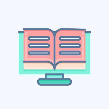 Simge çevrimiçi okuma. Eğitim sembolüyle ilgili. Karalama stili. Basit dizayn edilebilir. Basit resimleme