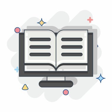 Simge çevrimiçi okuma. Eğitim sembolüyle ilgili. Çizgi roman tarzı. Basit dizayn edilebilir. Basit resimleme