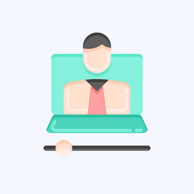 Simge Video Dersi. Eğitim sembolüyle ilgili. Düz stil. Basit dizayn edilebilir. Basit resimleme