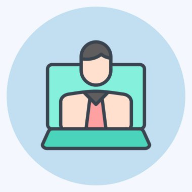 Icon Webinar. Eğitim sembolüyle ilgili. renk arkadaşı stili. Basit dizayn edilebilir. Basit resimleme