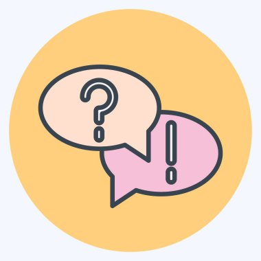 Simge Sorusu ve Cevabı. Eğitim sembolüyle ilgili. renk arkadaşı stili. Basit dizayn edilebilir. Basit resimleme