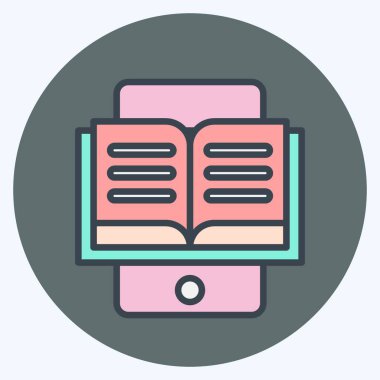 Simge E-Okuma. Eğitim sembolüyle ilgili. renk arkadaşı stili. Basit dizayn edilebilir. Basit resimleme