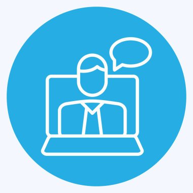 Simge Çevrimiçi Consutan. Eğitim sembolüyle ilgili. Mavi gözlü. Basit dizayn edilebilir. Basit resimleme