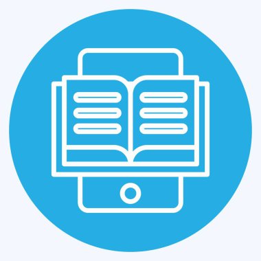 Simge E-Okuma. Eğitim sembolüyle ilgili. Mavi gözlü. Basit dizayn edilebilir. Basit resimleme