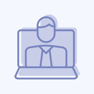 Icon Webinar. Eğitim sembolüyle ilgili. İki ton stili. Basit dizayn edilebilir. Basit resimleme