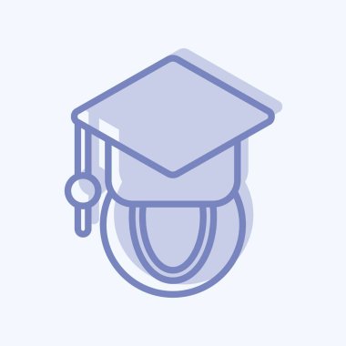 İkon Küresel Eğitim. Eğitim sembolüyle ilgili. İki ton stili. Basit dizayn edilebilir. Basit resimleme