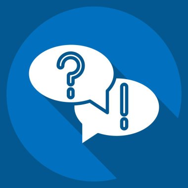 Simge Sorusu ve Cevabı. Eğitim sembolüyle ilgili. Uzun gölge tarzı. Basit dizayn edilebilir. Basit resimleme