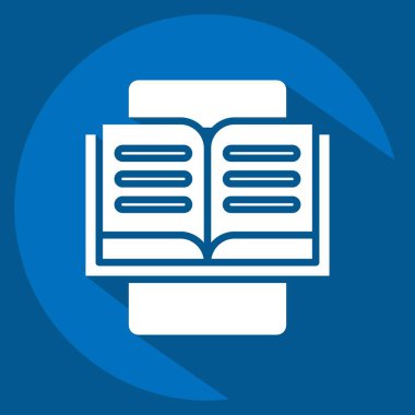 Simge E-Okuma. Eğitim sembolüyle ilgili. Uzun gölge tarzı. Basit dizayn edilebilir. Basit resimleme