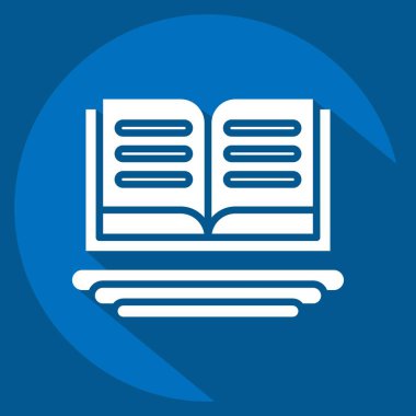 Herkese İkon Eğitimi. Eğitim sembolüyle ilgili. Uzun gölge tarzı. Basit dizayn edilebilir. Basit resimleme