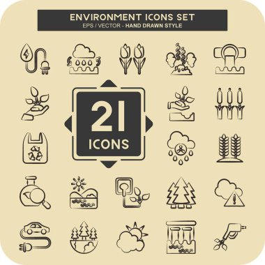 Icon Set Environment. related to Environment symbol. glyph style. simple illustration. conservation. earth. clean