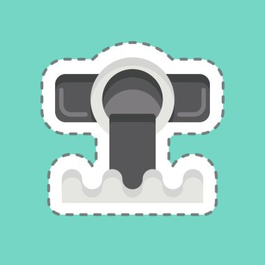 Çıkartma hattı kanalizasyonu kesti. Çevre sembolüyle ilgili. Basit bir çizim. Koruma. Toprak. Temizle