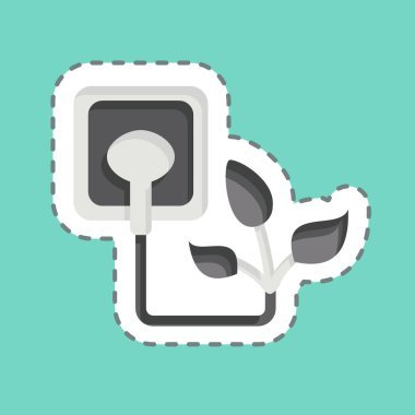 Çıkartma hattı Yeşil Enerji 'yi kesti. Çevre sembolüyle ilgili. Basit bir çizim. Koruma. Toprak. Temizle