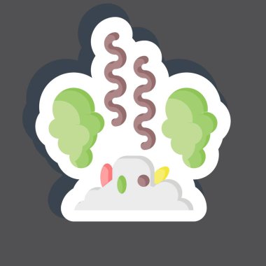 Çıkartma Çöp Kirliliği. Çevre sembolüyle ilgili. Basit bir çizim. Koruma. Toprak. Temizle