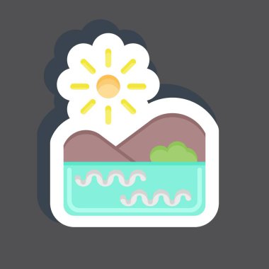 Etiket Gölü. Çevre sembolüyle ilgili. Basit bir çizim. Koruma. Toprak. Temizle