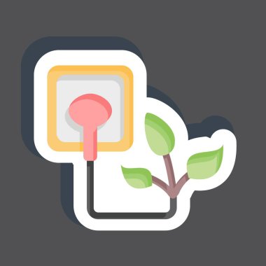 Etiket Yeşil Enerji. Çevre sembolüyle ilgili. Basit bir çizim. Koruma. Toprak. Temizle