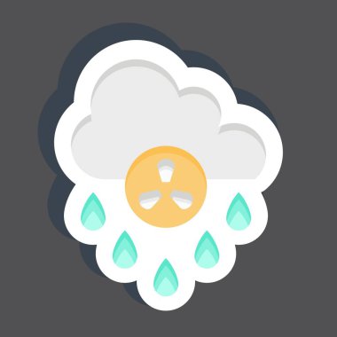 Çıkartma Asit Yağmuru. Çevre sembolüyle ilgili. Basit bir çizim. Koruma. Toprak. Temizle