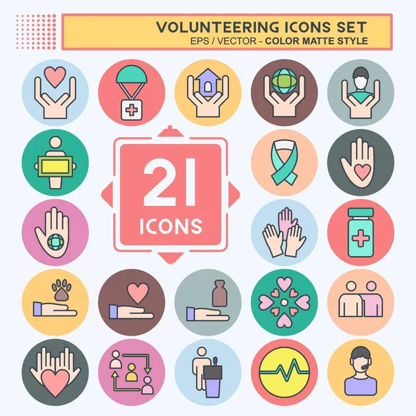 Icon Set Icon Volunteering. related to Volunteering symbol. color mate style. Help and support. friendship