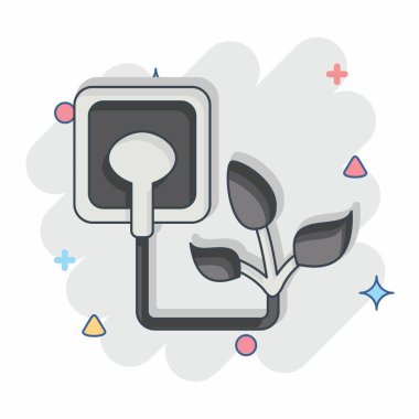 Simge Yeşil Enerji. Çevre sembolüyle ilgili. Çizgi roman tarzı. Basit bir çizim. Koruma. Toprak. Temizle