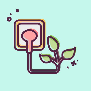 Simge Yeşil Enerji. Çevre sembolüyle ilgili. MBE tarzı. Basit bir çizim. Koruma. Toprak. Temizle