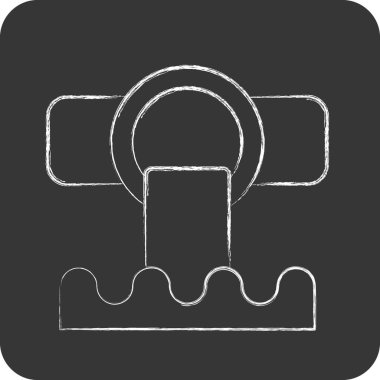 Simge Kanalizasyonu. Çevre sembolüyle ilgili. Tebeşir stili. Basit bir çizim. Koruma. Toprak. Temizle