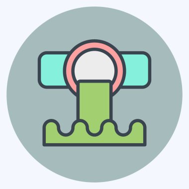 Simge Kanalizasyonu. Çevre sembolüyle ilgili. renk arkadaşı stili. Basit bir çizim. Koruma. Toprak. Temizle