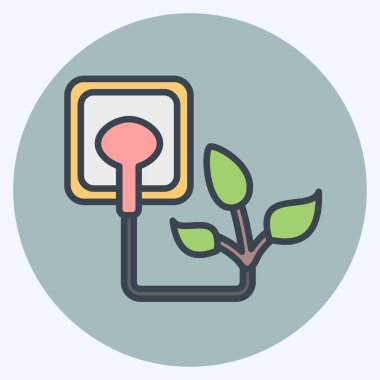 Simge Yeşil Enerji. Çevre sembolüyle ilgili. renk arkadaşı stili. Basit bir çizim. Koruma. Toprak. Temizle