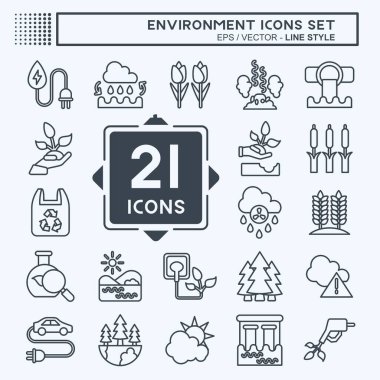 Icon Set Environment. related to Environment symbol. line style. simple illustration. conservation. earth. clean