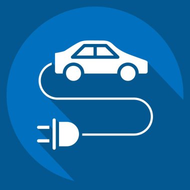 Icon Electric Car. related to Environment symbol. long shadow style. simple illustration. conservation. earth. clean