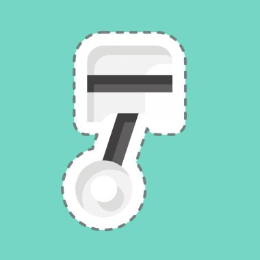 Sticker line cut Piston. related to Car Service symbol. repairin. engine. simple illustration