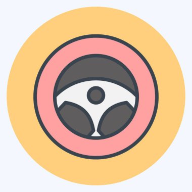 Icon Steering. related to Car Service symbol. Color Mate Style. repairin. engine. simple illustration