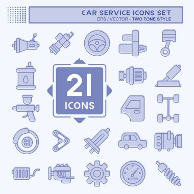 Icon Set Car Service. related to Car Service symbol. Two Tone Style. repairin. engine. simple illustration