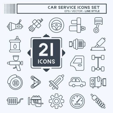 Icon Set Car Service. related to Car Service symbol. Line Style. repairin. engine. simple illustration