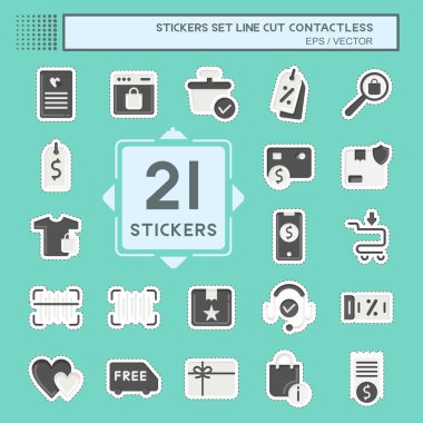 Sticker line cut Set Contactless. related to Business symbol. simple design editable. simple illustration