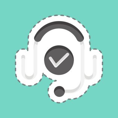 Sticker line cut Customer Service. related to Contactless symbol. simple design editable. simple illustration