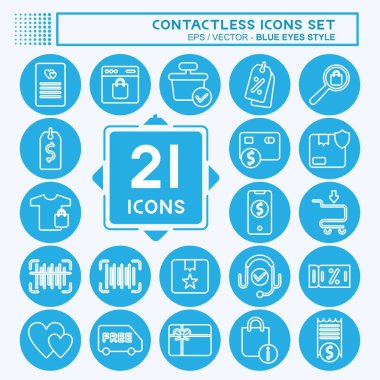 Icon Set Contactless. related to Business symbol. Blue Eyes Style. simple design editable. simple illustration