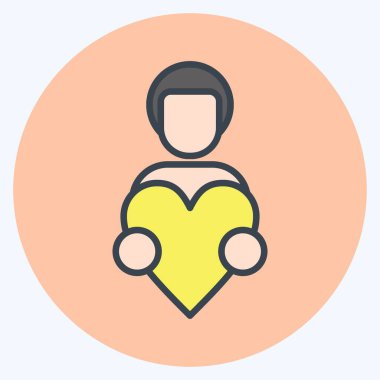 Icon Love Hand. Aile sembolü ile ilgili. Kabartma tarzı. Basit dizayn edilebilir. Basit resimleme