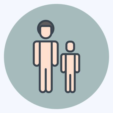 Baba ve Oğul ikonu. Aile sembolü ile ilgili. Kabartma tarzı. Basit dizayn edilebilir. Basit resimleme