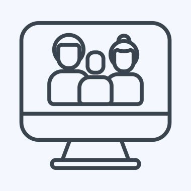 Icon Çevrimiçi Aile. Aile sembolü ile ilgili. Basit dizayn edilebilir. Basit resimleme